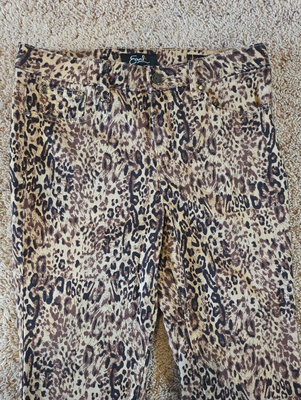 Earl Jeans Leopard Print Skinny Jeans - Brown/Tan/Black